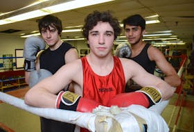Koed Boxing Academy athletes, from left, Jackson Chevarie, Matt Doyle and Ahmed Khalid will be competing in the Brampton Cup in Brampton, Ont., this week.
