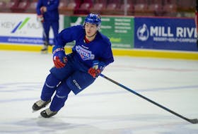 Moncton Wildcats defenceman Jordan Spence skated with his former team, the Summerside D. Alex MacDonald Ford Western Capitals, during the Christmas Break.