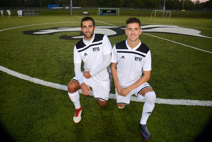 Nacho Sanchez, left, and Sam Smiley are two of the veteran leaders for the UPEI Panthers men’s soccer team.