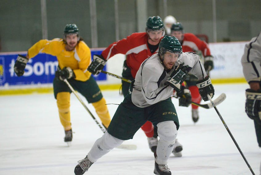 The UPEI Panthers men's hockey team practised Tuesday in preparation for Wednesday's Game 1 of the Atlantic University Sport quarter-final.