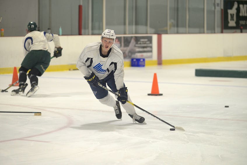 Island pro hockey players were joined by university and junior players for a skate Thursday at the Pownal Sports Centre.