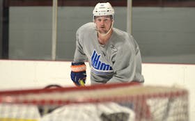 Suffolk's Ross Johnston skated with other pro, university and major junior players in August at the Pownal Sports Centre.