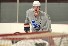 Suffolk's Ross Johnston skated with other pro, university and major junior players in August at the Pownal Sports Centre.