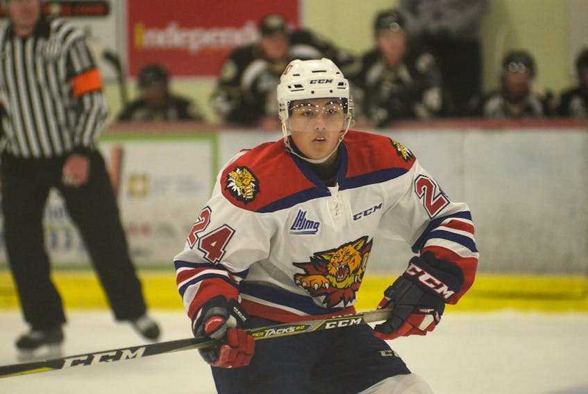 Jordan Spence is a rookie with the Moncton Wildcats. The defenceman played a pre-season game against the Charlottetown Islanders in his hometown of Cornwall at the APM Centre.