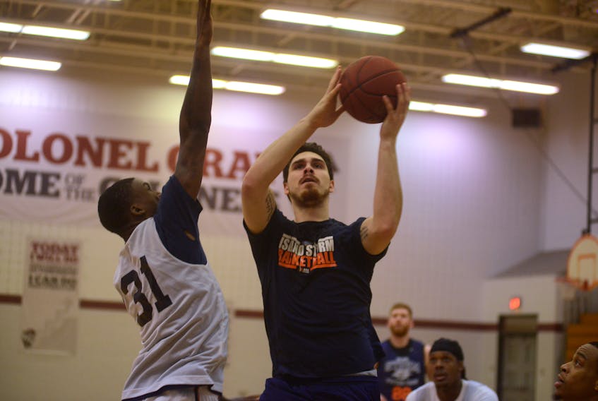 The Island Storm practised Tuesday at Colonel Gray High School in preparation for its first game of the National Baskeball League of Canada regular season on Friday.