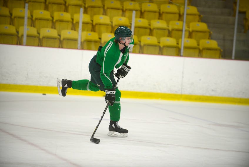 The UPEI Panthers men's hockey team practise Monday in preparation for Game 1 of the Atlantic University Sport playoffs.