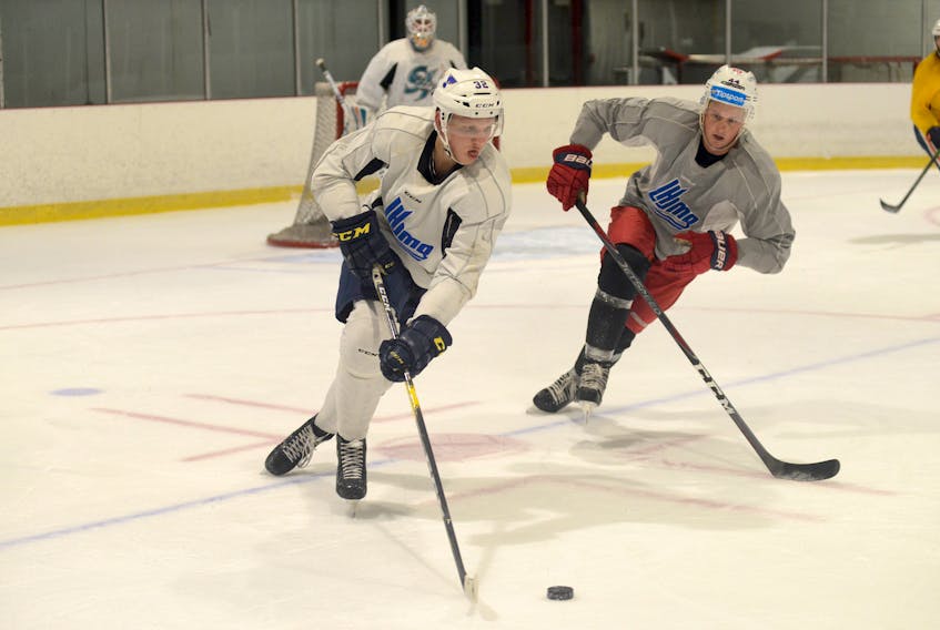 Island pro hockey players were joined by university and junior players for a skate Thursday at the Pownal Sports Centre.