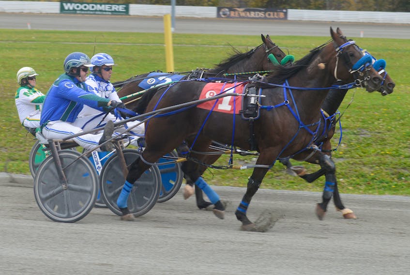 It was a race to the finish line Saturday at Red Shores at the Charlottetown Driving Park. Woodmere RollNPop, with Clare MacDonald driving on the inside, was victorious while The Big Chase (Corey MacPherson) on the outside was second and WIndemere Ryan (Adam Merner) was third.