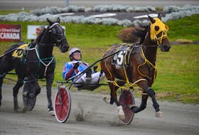 Silverhill Buddy with Jason Hughes in the bike had the early lead, but finished fourth in Saturday's Race 10 at Red Shores at the Charlottetown Driving Park.