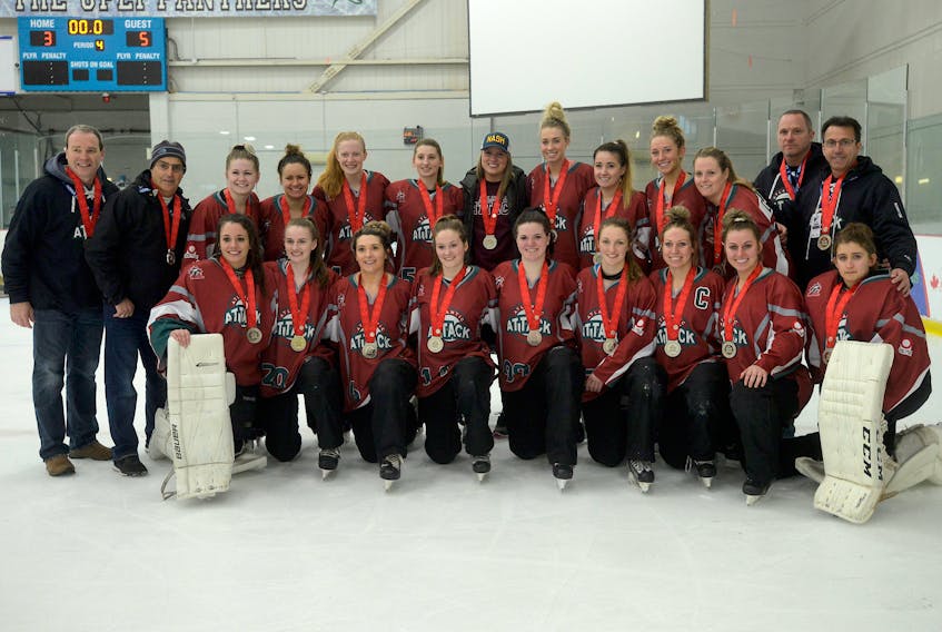 The Atlantic Attack won silver medals at the Credit Union Canadian Ringette Championships Saturday at MacLauchlan Arena.