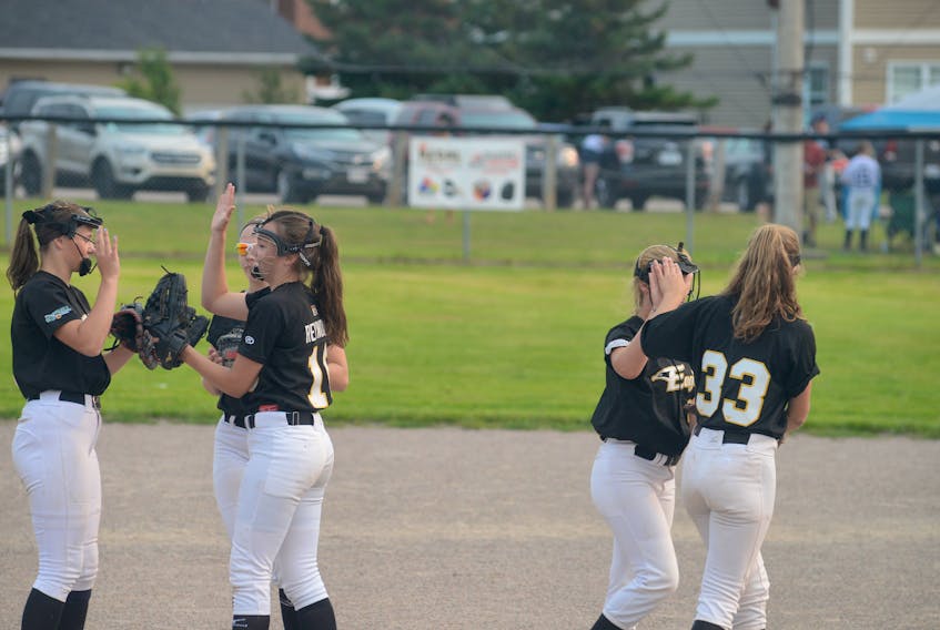 The P.E.I. Eagles played the Fredericton Twins Friday at the Eastern Canadian under-19 girls' softball championship at Central Field.