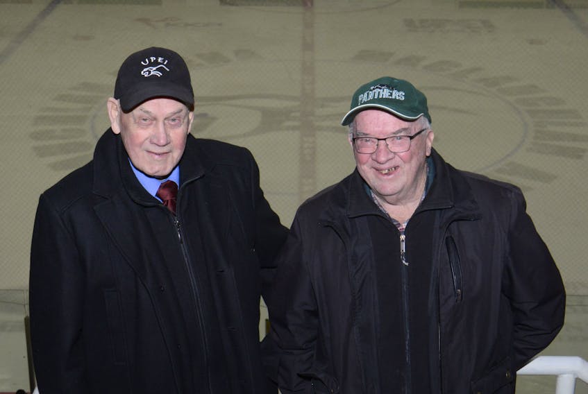 Charlie Gillis, left, and Frankie McIntosh have been travelling from Souris to Charlottetown for years to watch the UPEI Panthers men’s hockey team.