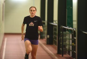 Sprinter Bailey Smith practises at UPEI for the national championship.