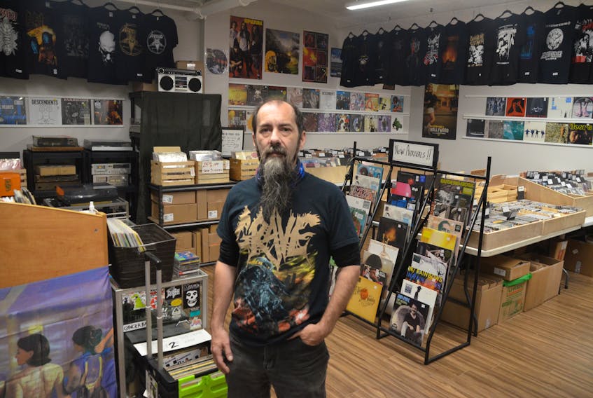 Dennis Balesdent at his New Glasgow store Ohm-n Records. (AARON BESWICK PHOTO)