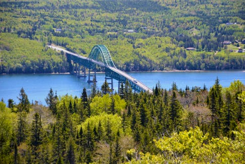 The Seal Island Bridge is pictured from the Kellys Mountain look off in Victoria County. The 59-year-old bridge is a crucial link in the Trans-Canada Highway between Sydney and Baddeck and carries more than 7,500 vehicles a day in peak periods. In 2004, the Seal Island Bridge reconstruction project won the Lieutenant Governor’s Award for Engineering Excellence. JEREMY FRASER/CAPE BRETON POST