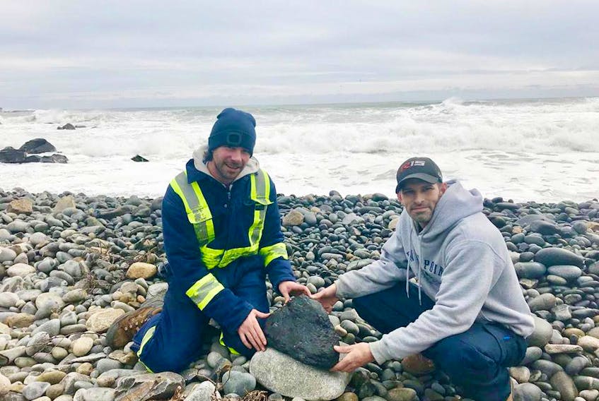 A large lump of coal and an unusual spoon were found on the beach of White Point Beach Resort following a recent storm surge. The Queens County Museum are helping to research the mystery.