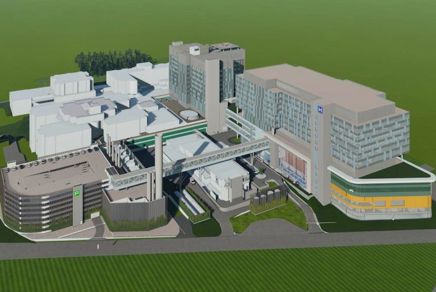 An aerial view of the proposed Halifax Infirmary expansion (November 2020). Images reflect design at a certain point in the development process and are not final.