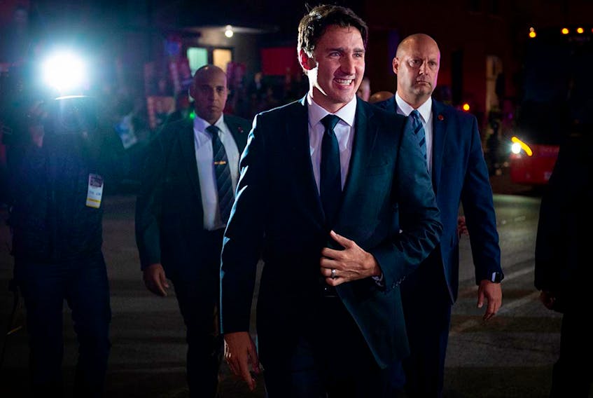 Canadian Prime Minister Justin Trudeau (Leader of the Liberal Party of Canada) arrives for the French debate for the 2019 federal election, the "Face-a-Face 2019" presented in the TVA studios, in Montreal, Quebec, Canada, on October 2, 2019. 