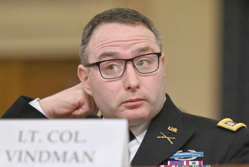  National Security Council Ukraine expert Lieutenant Colonel Alexander Vindman testifies during the House Intelligence Committee hearing on Capitol Hill in Washington, DC on November 19, 2019.