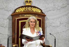  Canada’s Governor General Julie Payette delivers the Throne Speech in the Senate, as parliament prepares to resume in Ottawa, Ontario, Canada, on September 23, 2020.