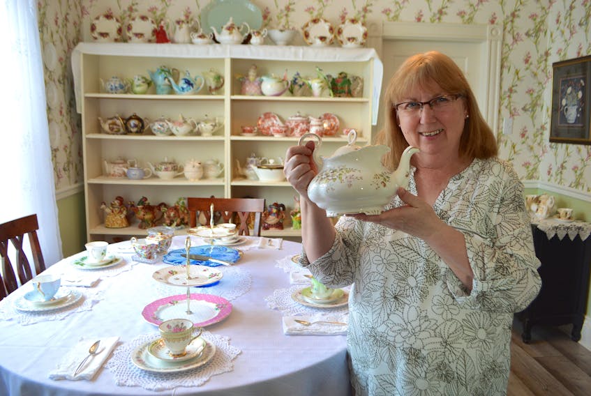 Donna Cooper of Whitney Pier as opened a new business — Elegant Afternoon Tea — where people bring the food and she’ll provide vintage china settings for up to six people for any occasion. Cooper said the idea is to provide an intimate setting for get-togethers with friends and family. Sharon Montgomery-Dupe/Cape Breton Post