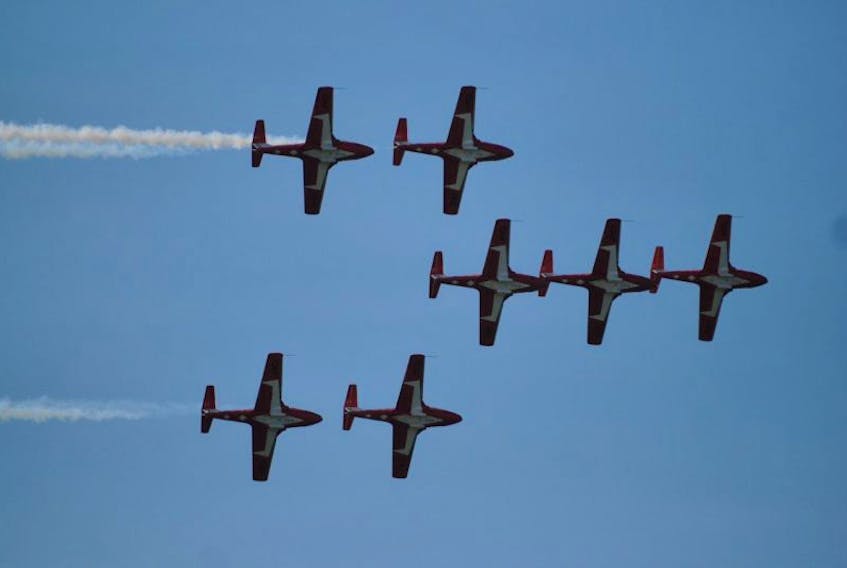 The Snowbirds in flight over the skies of Summerside during a previous air show.