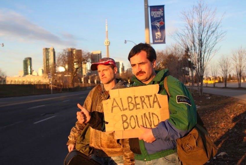 The first episode, Alberta Bound, features the side-tracked journey westward and the arrival of the quirky over-the-top P.E.I. Gallant cousins, Terry and Parnell, played by Dennis Trainor, left, and Robbie Moses, on the apartment doorstep of their somewhat stuffy and totally unprepared-for-company cousin, Owen Stephens, played by Tyler Seguin.