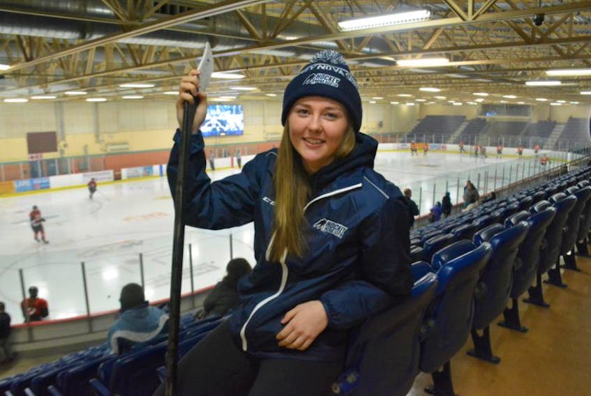 Allie Munroe of Yarmouth has been selected captain of Team Nova Scotia's women's hockey team for the Canada Games and has also been awarded a four-year, athletic scholarship to play Division 1 NCAA hockey at Syracuse University. TINA COMEAU PHOTO