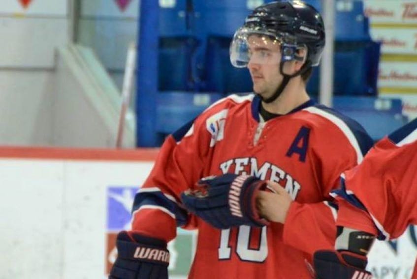 Acadia Minor Hockey Association coaches took on the Axemen varsity hockey team, including graduating defenceman Chris Owens, in a fundraising match for the AMHA March 27 in Wolfville. The game was part of the minor hockey association’s annual awards gala.