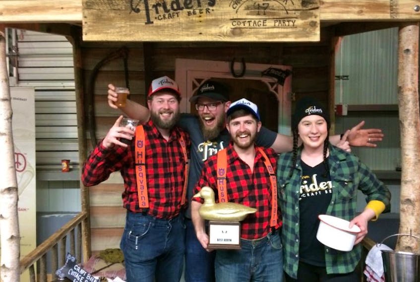 Winners of the Best Booth at the 2nd annual Craft Beer Cottage Party in Halifax were Trider’s Craft Beer featuring (from left) Scott Parker, Joe Potter, Donald Colton MacAdam, and Laura Potter. 