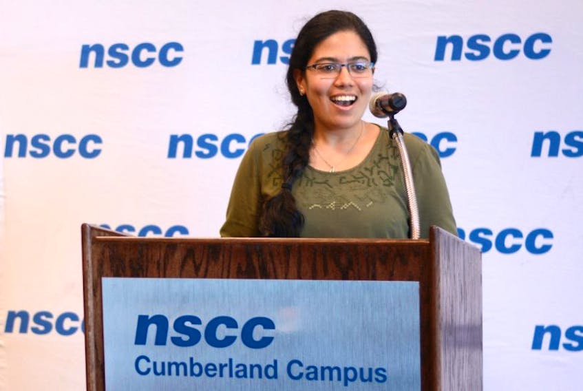 Eliza Kuriyapulli-Anthony, a second year student in Business Administration at the NSCC Amherst Learning Centre, was a guest speaker at the launch of the NSCC Foundation’s Make Way campaign Thursday afternoon at the Amherst Learning Centre.
Eliza, who is originally from India, talked about how the foundation provided assistance so she could attend her second year of studies at NSCC.