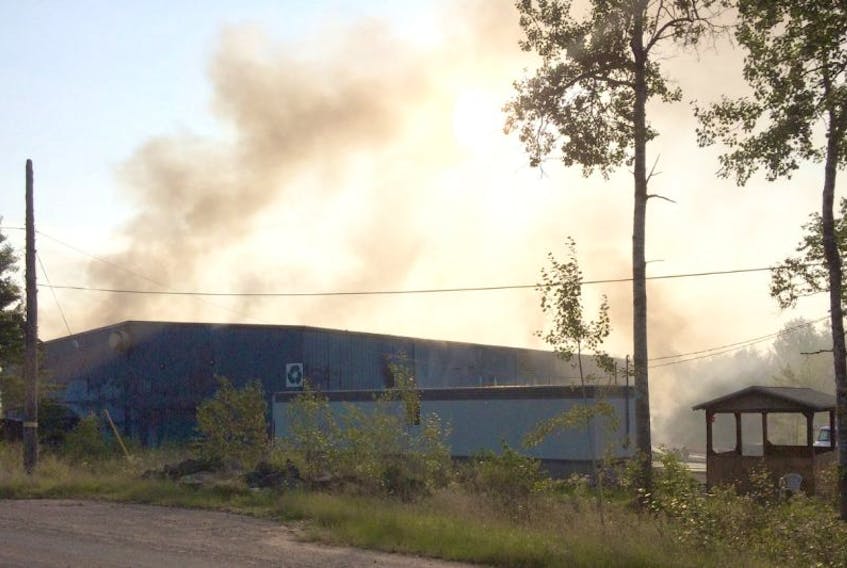 Smoke continued to billow from the recyclables building at 9 a.m., at the Cumberland Central Landfill in Little Forks.

