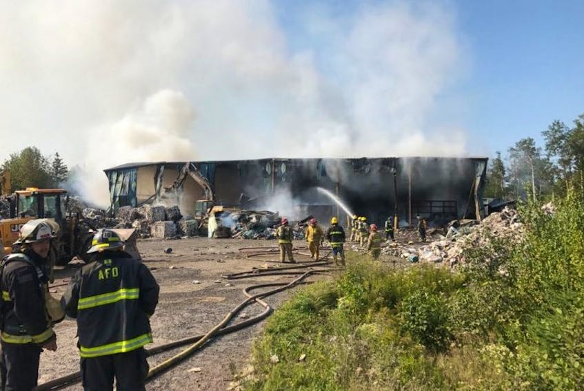 Town of Amherst Chief Administrative Officer Greg Herrett posted this image to his Twitter Account following a fire at the Little Forks Municipal Landfill, noting the building was a total loss while thanking area firefighters for their collective response