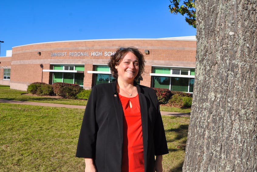 Nova Scotia Teachers Union president Liette Doucet was in Amherst on Tuesday to tour local schools and visit with teachers. She concluded the day with a visit to Amherst Regional High School.