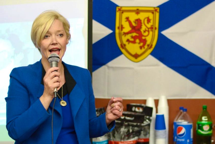 Cumberland North PC MLA-elect Elizabeth Smith-McCrossin speaks to her supporters after winning the riding during Tuesday’s provincial election. She defeated incumbent Liberal MLA Terry Farrell.