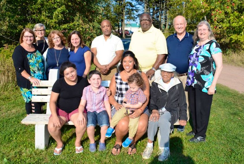 Dwight Jones’ family gathered for a photo with the board of directors of the Cumberland Child Advocacy Association and the Cumberland Child and Youth Foundation during the dedication of a memorial bench in Jones’ honour. Jones was also on the board of directors with the CCAA. Attending the ceremony is: (front, from left) 11-year-old Abegail Forshner, six-year-old Ethan Sarson, Jones’ daughter Jessica Sarson, one and a half-year-old Evan Sarson, Dwight’s mom, 92-year-old Audrey Jones, (back, from left) board of directors Pat Hillier, Charlotte Fawthrop, Wendy Siddall, Colleen Dowe, Dwight’s brothers, Raymond Jones and Darrell Jones, and board of directors Cyril Reid and Lisa Emery.