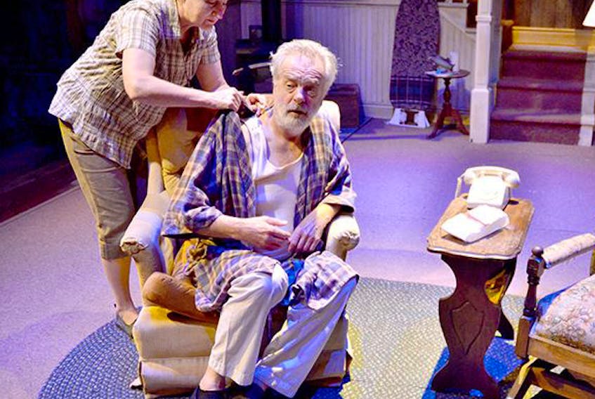 Don Allison, shown here with Mary-Colin Chisholm, has been nominated in the best supporting actor category for his performance as George Salter in Ship’s Company Theatre’s production of The Mystery Play last August. The Parrsboro native is one of four artists nominated for their work at Ship’s Company season last year.