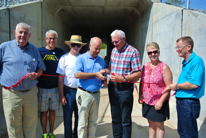 Oxford Mayor Trish Stewart was among those on hand to celebrate the opening of the tunnel under Main Street connecting to the Trans Canada Trail this summer. The event was one of the highlights of what she described as a good year for the town.
