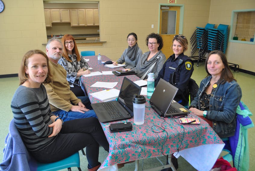 A group of citizens is working on establishing a homeless shelter in Amherst. Attending the first meeting this week were (clockwise, from left) Alison Lair, Michael Liddell, Gwen Kerr, Shiho Sato, Donna Farrell, Michelle Harrison and Coleen Dowe.