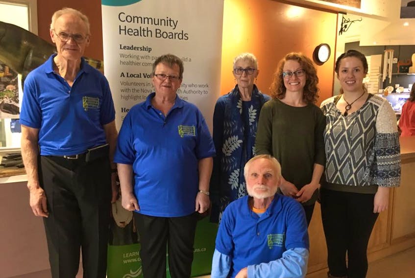 Members of the SPAR Community Health Board involved with the Feel Good Afternoon event held at Fundy Geological Museum on Saturday, Jan. 13 were (front) Dr. David Howe, Trudy Weir, Delphine Davies, Megan Johnson and (front) John Brownlie.