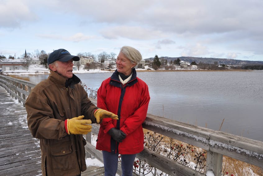 Randy Corcoran and Rosemary Rowntree are part of the Parrsboro Aboiteau Restoration Council, a new group calling on the Municipality of Cumberland County to repair the leaking gate structure when the province replaces the Two Islands Road bridge.