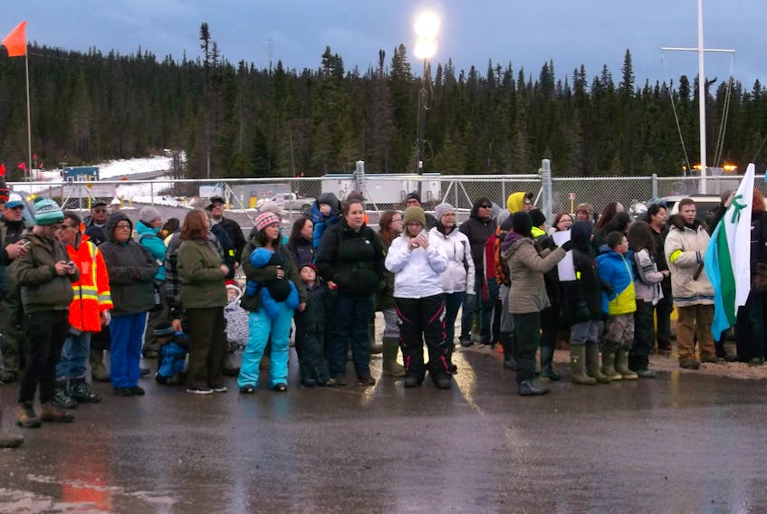 The blockade at the Muskrat Falls site outside Happy Valley-Goose Bay in October of 2016. - FILE PHOTO