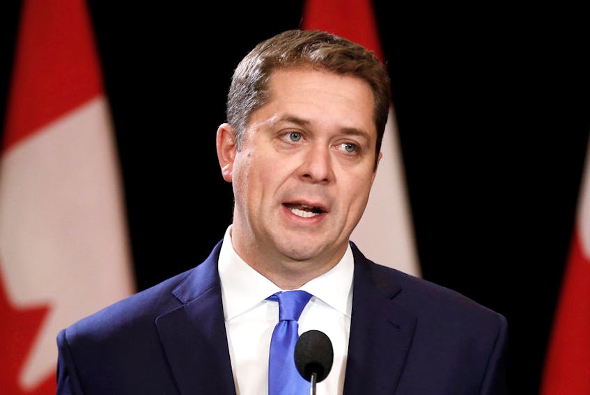 Conservative leader Andrew Scheer speaks at a news conference a day after losing the federal election to Justin Trudeau, in Regina on Oct. 22, 2019.