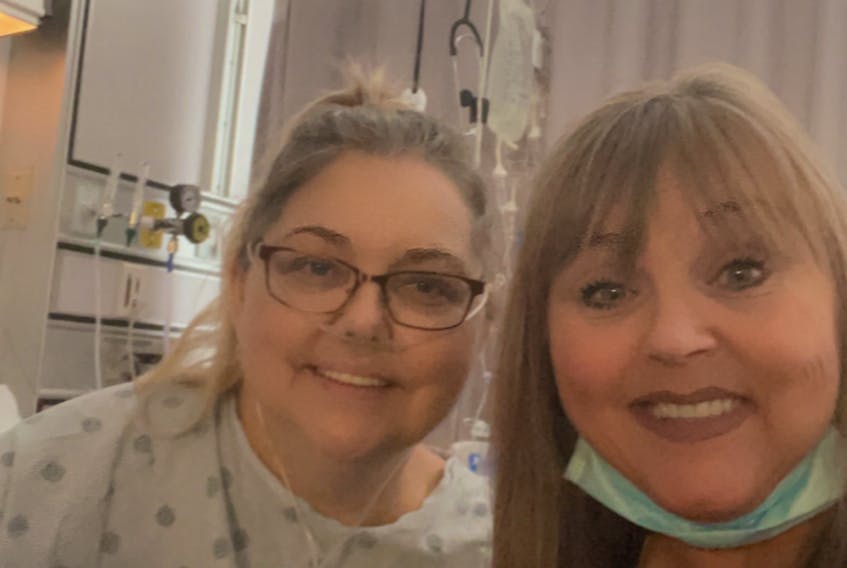 Twin sisters Karen Spencer and Koren Davidson have navigated the ups and downs of Spencer’s double lung transplant journey together. Spencer had the transplant in September 2020, and recently underwent surgery in Halifax to address some serious concerns relating to an infection. – Contributed