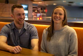 Nicholas Cooke, an Acadia student, and girlfriend Sarah Charnock recently appeared in a Boston Pizza Valentine’s Day promotional video. 