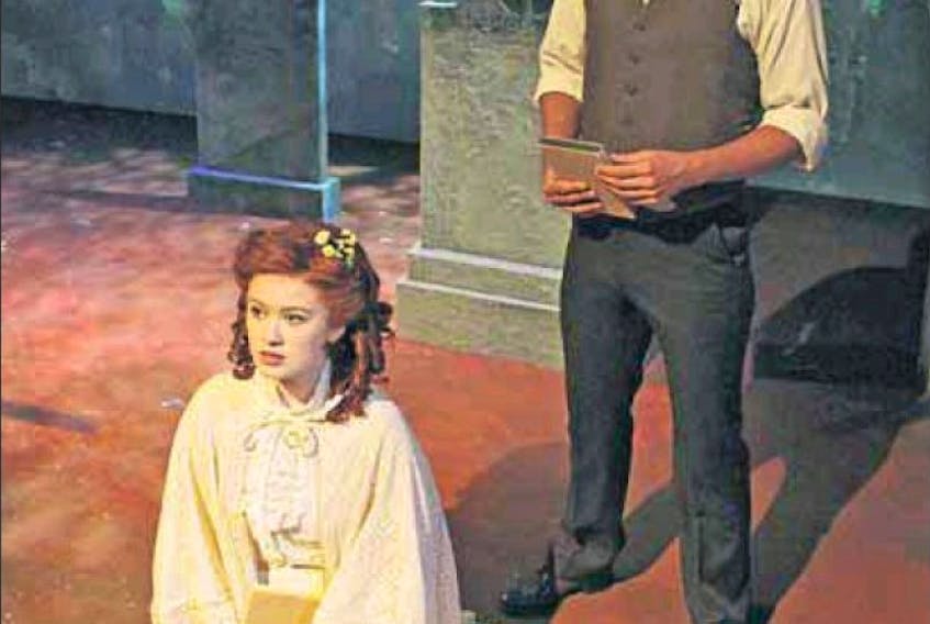 <span class="art-imagetext">Ellen Denny as Anne and Patrick Cook as Gilbert in a scene from Anne &amp; Gilbert - The Musical, which is playing at The Guild in Charlottetown.</span>