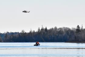 Searching from the air and the water for a missing person took place in the rural Yarmouth communities of Surette's Island and Morris Island on Jan. 13. TINA COMEAU PHOTO