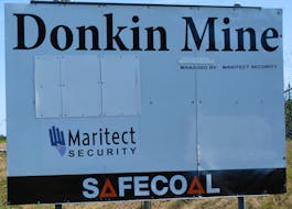 The sign at the entrance to the closed Donkin Mine. Provincial inspectors are investigating yet another rockfall in the mine, which now employs only a small maintenance crew. CAPE BRETON POST FILE