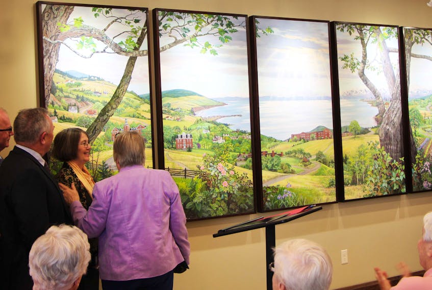 Anna Syperek’s The Journey was unveiled in the lobby of the new home of the Sisters of St. Martha, Parkland Antigonish, during an April 3 afternoon celebration. The work was commissioned by the Town of Antigonish, the Municipality of the County of Antigonish, St. F.X. and the St. Martha Regional Hospital Foundation as a way to honour the sisters as they moved from the Bethany Motherhouse to Parkland, last month.