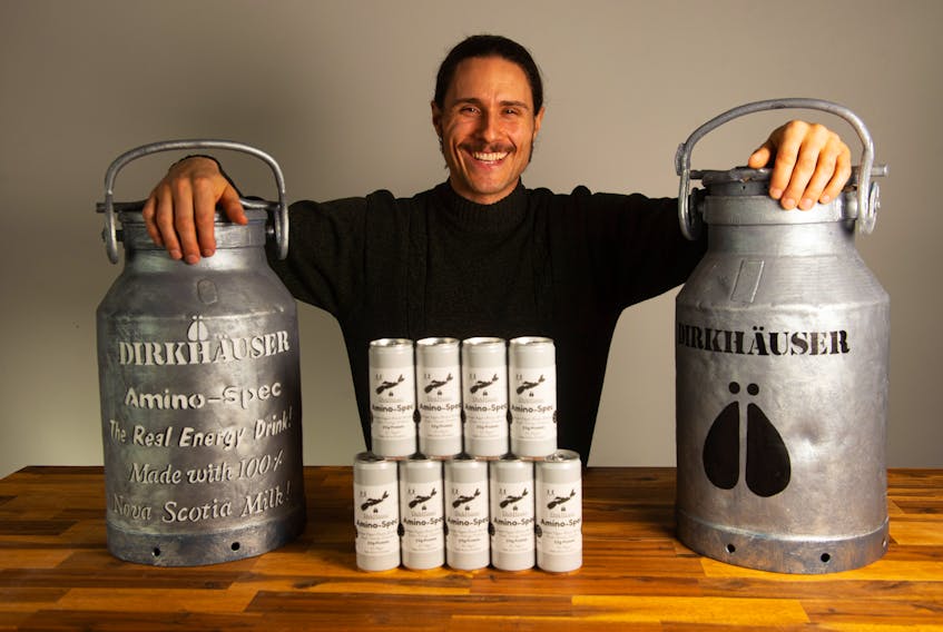 Dirk Whalen poses for a photo at his newly opened DirkHäuser store in Lower Sackville on Monday, Feb. 1, 2021. DirkHäuser sells yogurt protein drinks with probiotics. 
Ryan Taplin - The Chronicle Herald